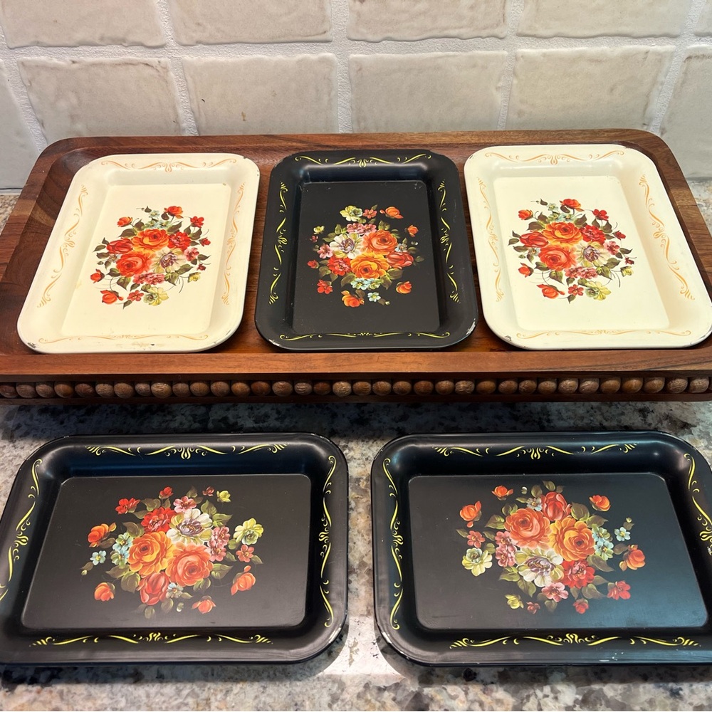 Vintage MCM mini Decorative Tray Set